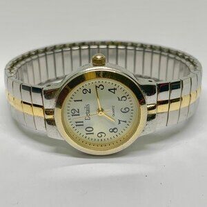 Details women’s watch gold silver tone Quartz analog 25mm stretch running